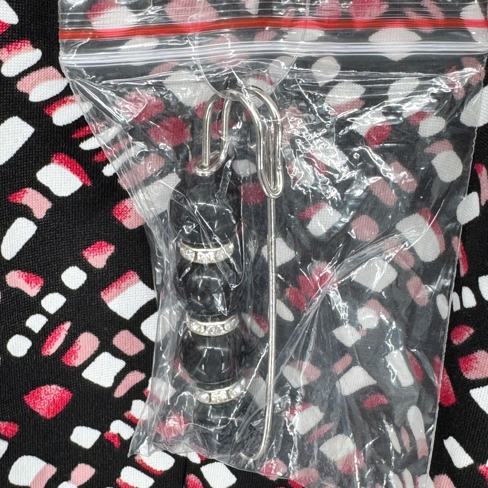 NY Collection Petite Black Geometric Print Open Front Cardigan Sweater Set New - Picture 7 of 13